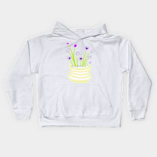 LILAC FLOWERS IN STRIPED YELLOW VASE Kids Hoodie